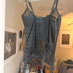 NWT Savage X Fenty Black Lace Corset and thigh highs